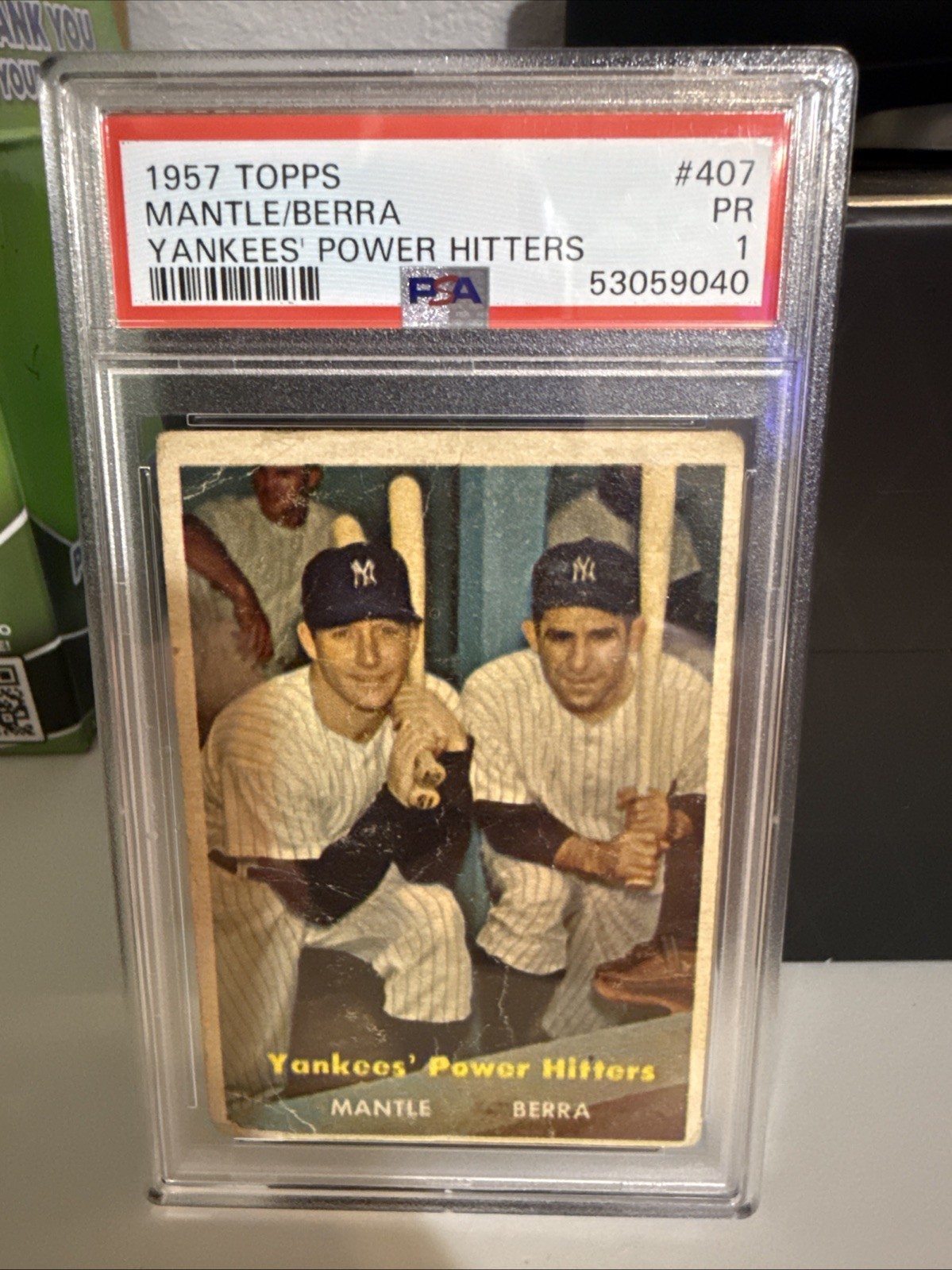 1957 Topps - Mickey Mantle, Yogi Berra #407 view 2