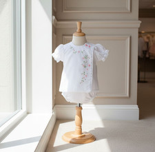 NWT Will'beth White Pink Grn Baby Girls Lace Side Button Diaper Set Preemie 00