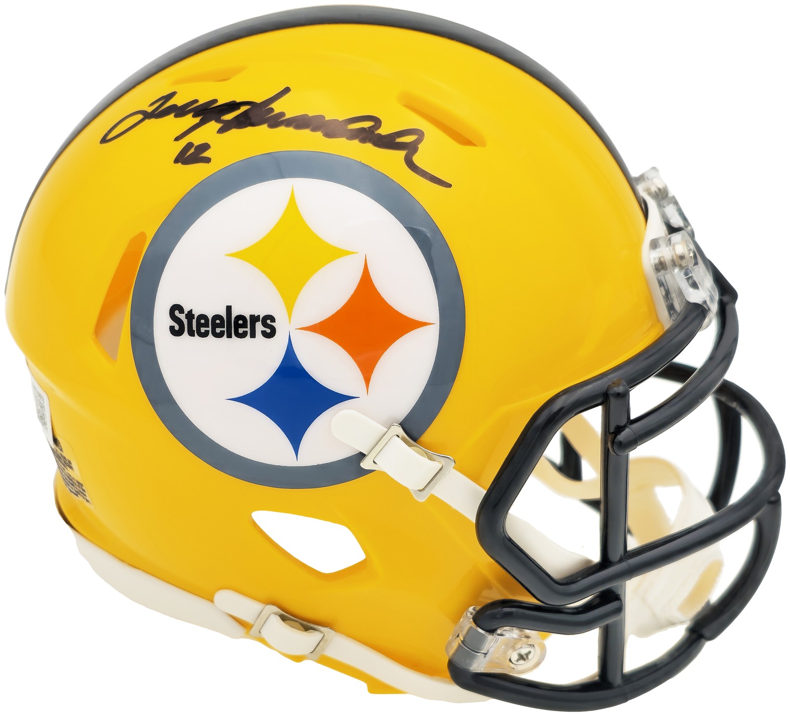 Terry Bradshaw Autographed Signed Pittsburgh Steelers Yellow Mini Speed Helmet BAS 