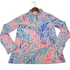 Lilly Pulitzer Skipper Popover UPF50 Coral Bay 1/2 Zip Pullover Sweatshirt Sz XS