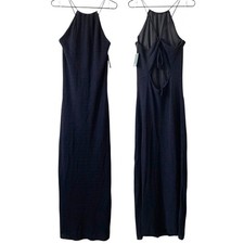 NEW WILD FABLE Crochet Knit Halter Maxi Dress Sz XXL Black Criss Cross Tie Back