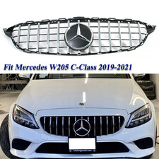 Chrome Grill Grille Wemblem For Mercedes Benz W205 C200 C250 C300 C43 2019-2021