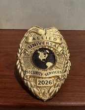 Allied Universal Security Services Plastic Badge Gold And Silver