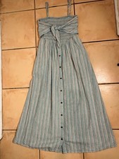 American Eagle Outfitters Striped Smocked Button Front Midi Sundress V-Neck XS