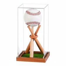 Acryl-Baseballbox Schutzgeh&auml;use Transparente Baseballvitrine Holzsockel