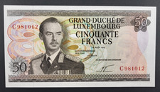 LUXEMBOURG BANKNOTE 50 FRANCS 1972 P55 Factory Workers, Grand Duke Jean UNC