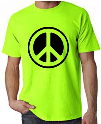 CND SYMBOL NEON T-SHIRT - Peace Ant-nuclear Hippie Fancy Dress - FREE P&P