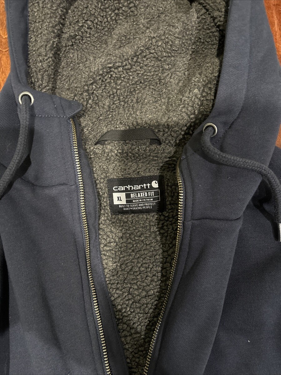 Carhartt Men's XL Blue Hooded Zipper Sweater RN#14806 Pre Carhartt Men's XL Blue Hooded Zipper Sweater RN#14806 Pre