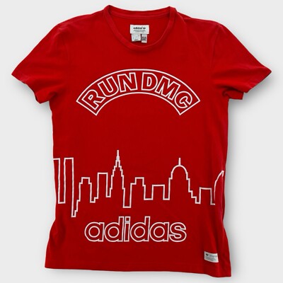Adidas Run DMC T Shirt Mens Small Red Rapper Hip Hop 1982 Short  