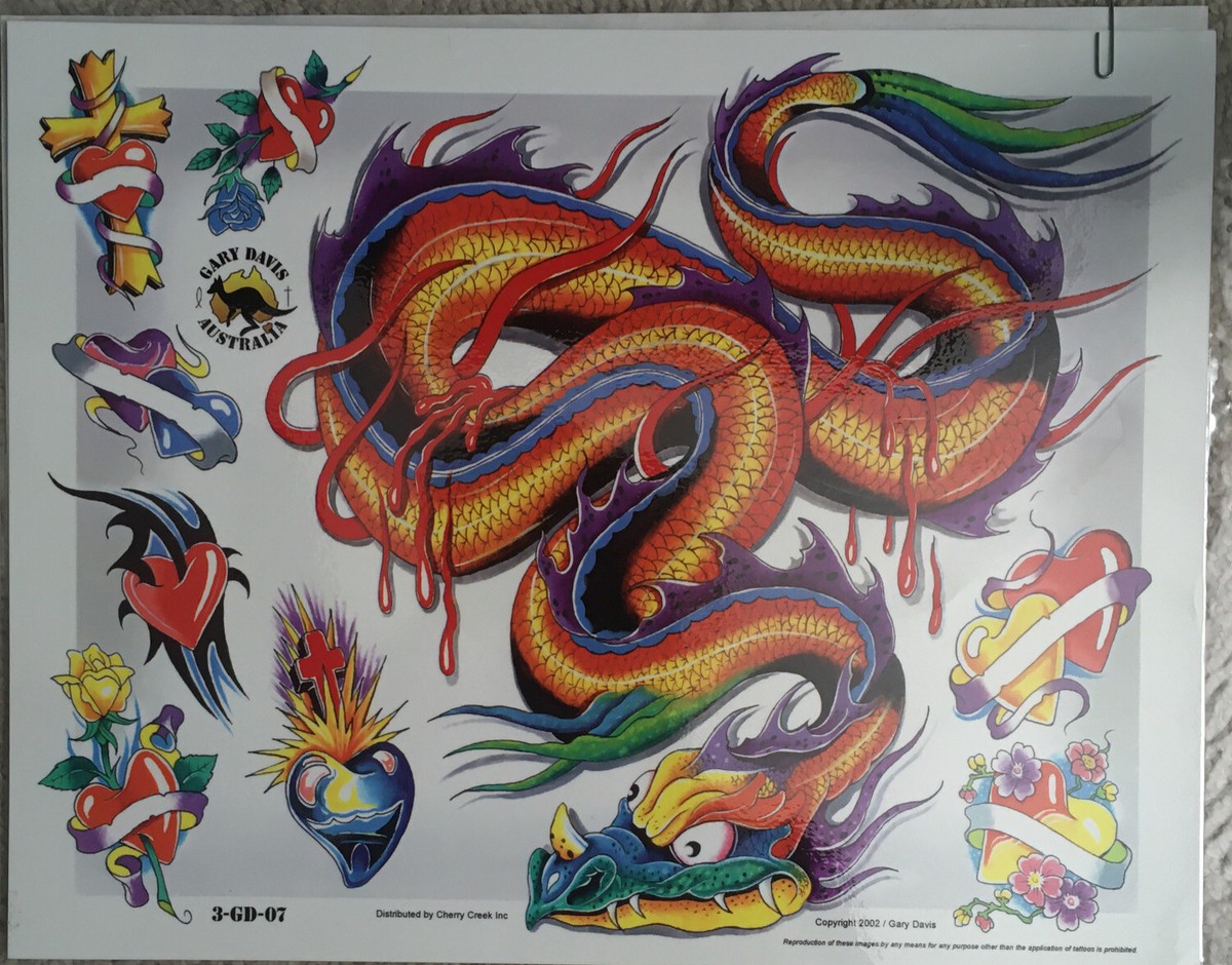 アート・デザイン・音楽 LEGENDS TATTOO FLASH BOOK Tattoo Studio Shop Flash Single w/ Line Work Dragon Hearts