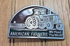AMERICAN FARMERS Feed The World VTG 1984 Belt Buckle Farming Made In USA