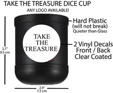 TAKE THE TREASURE DICE CUP  - CUSTOM DICE CUP - MEXICAN DICE GAME AKA TOMA TODO