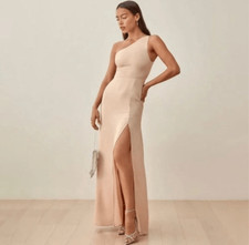 Reformation semi formal powder pink Evelyn crepe one shoulder dress