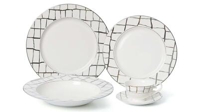 Royalty Porcelain 20-pc Dinner Set for 4, 24K Gold, Premium Bone China Luxe Gold