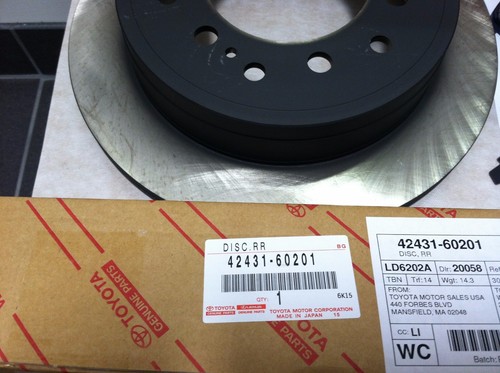 FJ Cruiser 2007-2009 Genuine Oem Toyota Rear Brake Rotor & OEM Pads and Shim Kit - Picture 3 of 11