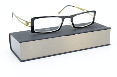 LINDBERG Brille Mod. 1015 50-19 130 AB05 Black Gold Act Strip Titanium Rectangle