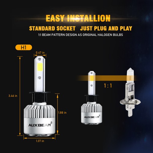 H1 LED Halogen Headlight Bulbs 6000K High Low Beam Light 72W White 6000K - Picture 9 of 12