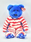 2002 Ty Beanie Buddies LIBERTY with BLUE Head- the 14" Stars & Stripes Bear New — photo 3