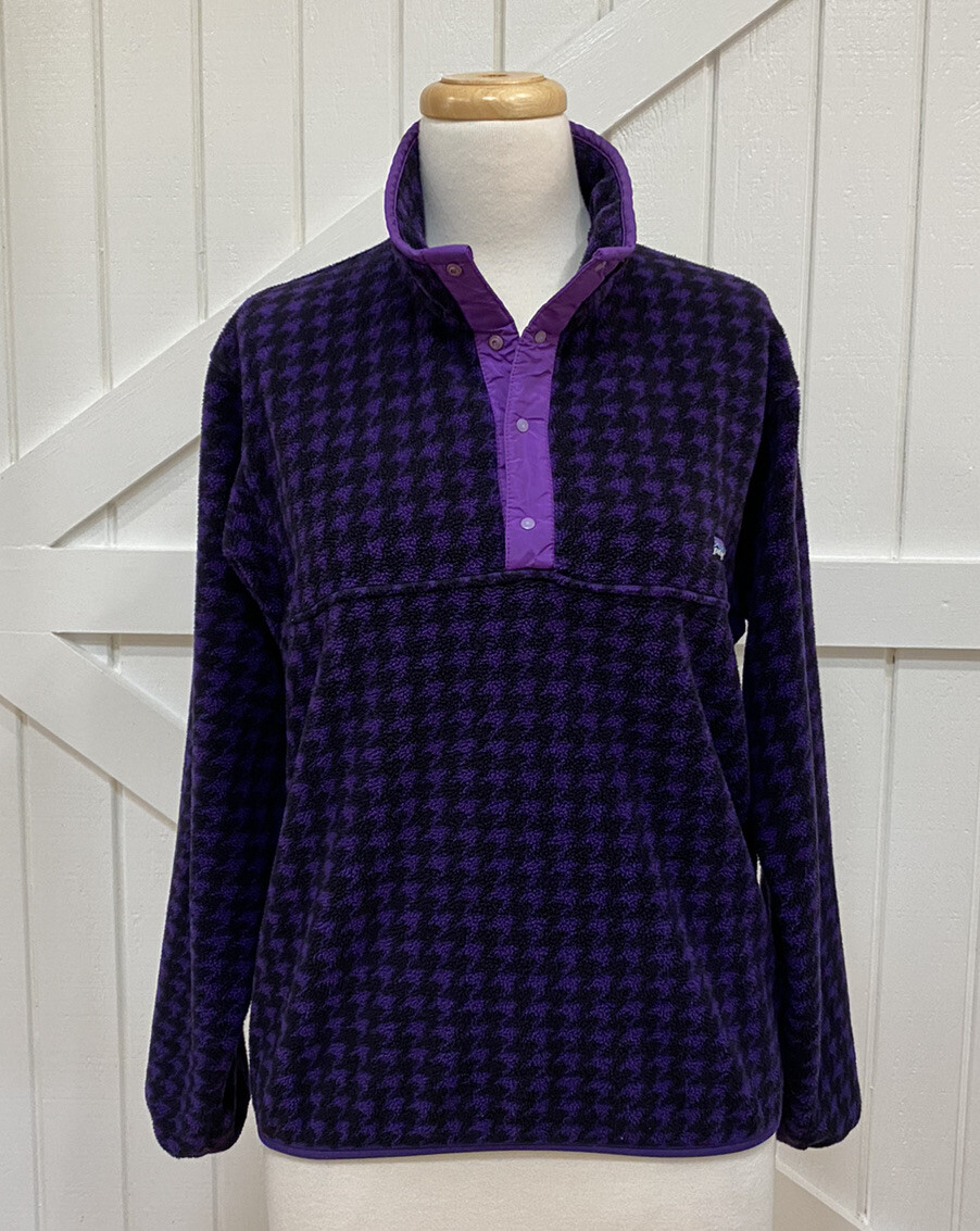 Patagonia M Purple Black Houndstooth Check Vintage Retro 90s