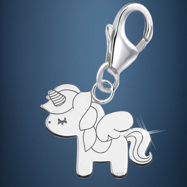 Einhorn Pferd Charm 925 Sterling-Silber Jungen Damen AnhäNger FüR Armband-image