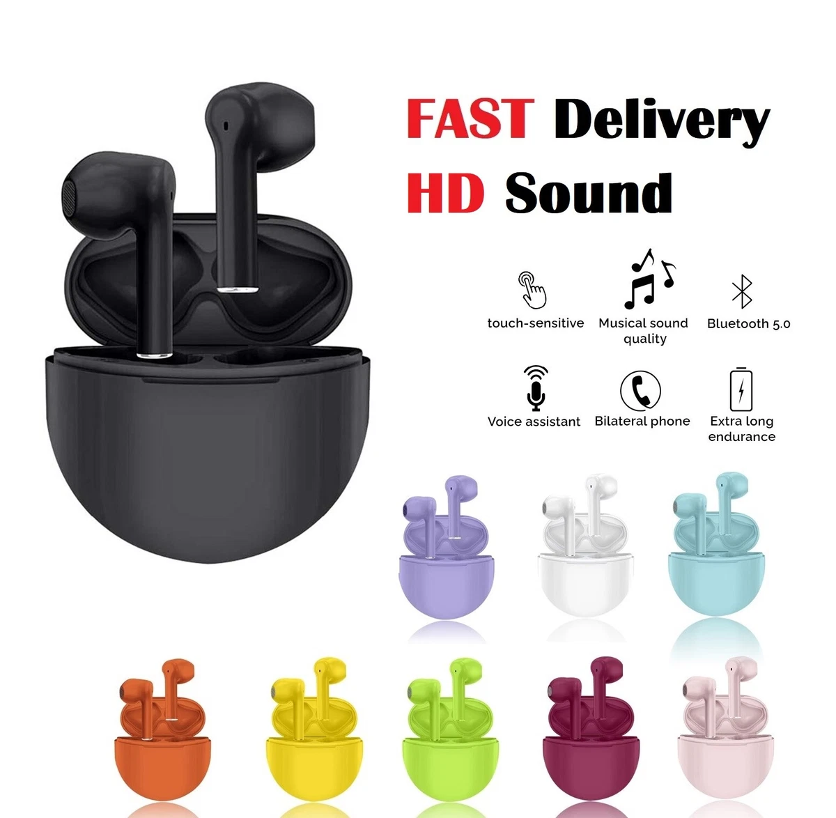 Bluetooth Earphones TWS Wireless Headphones Mini InEar Buds For 