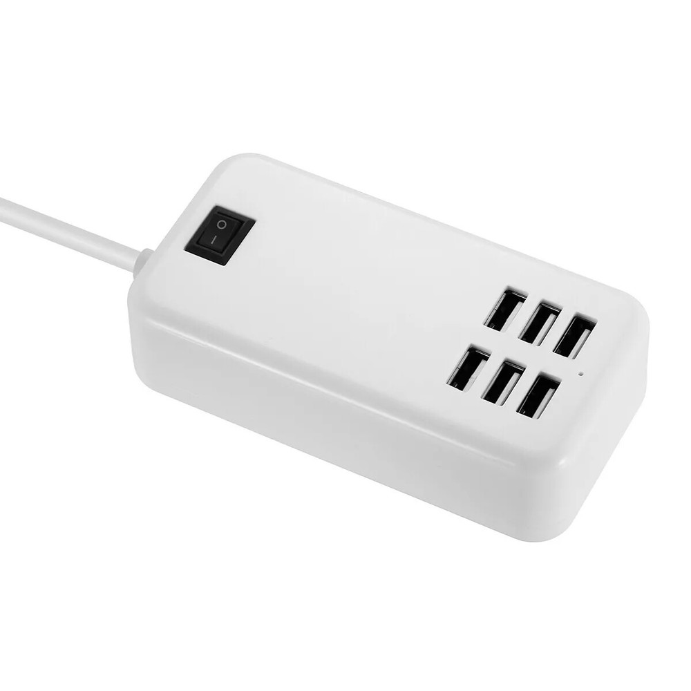 6-Port USB Fast Charging Hub for Travel and Desktop