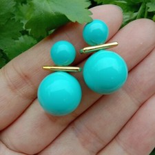 Aretes de perlas concha de mar azul turquesa de 8,5 mm-14 mm