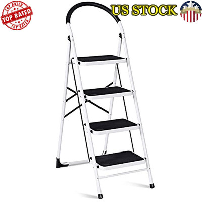 Non-Slip 4 Step Ladder Folding Work Platform Lightweight Heavy Duty Stool New