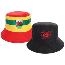 WELSH WALES BLACK BUCKET HAT EUROS FOOTBALL RUGBY WELSH DRAGON CYMRU