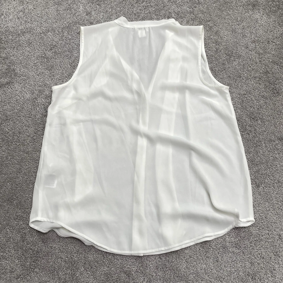 Camisa Blusa Mujer Pequeña Blanca Chifón J.Crew Corbata Cuello Atado Corbata Top Foto 2 de 4