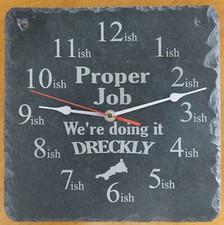 Dreckly Slate Clock - Etched in Cornwall Proper Job Design