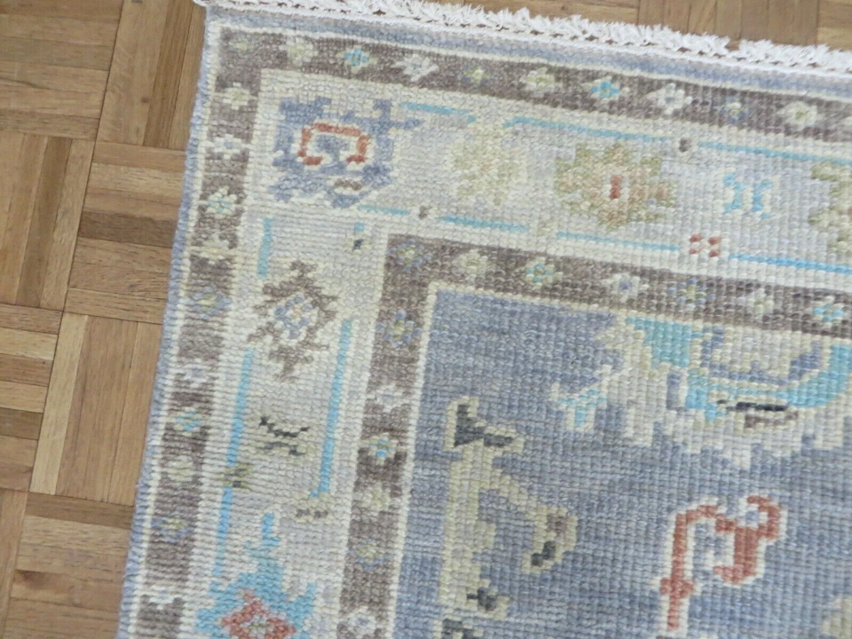 6 x 6 Square Hand Knotted Gray Funky Oushak Oriental Rug G12082 - Image 3 of 4