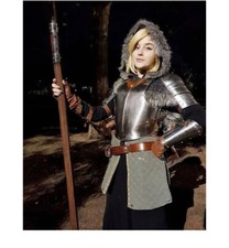 Costume Armatura Donna Halloween Medievale, Cavaliere Guerriero Femmina Cuirass Armatura Acciaio
