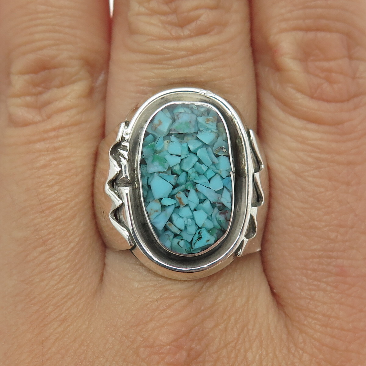 Detailed!! Vintage Native American Navajo Turquoise Sterling Silver Paw Ring Old Detailed!! Vintage Native American Navajo Turquoise Sterling Silver Paw Ring Old
