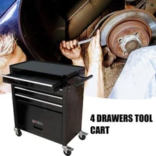 NEW DURABLE 4 DRAWERS MULTIFUNCTIONAL TOOL CART WITH WHEELS-BLACK