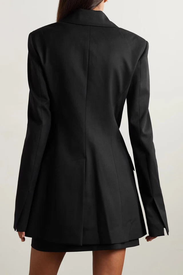 NUEVO Blazer Altuzarra Gardner Con cordones Grano De Poudre Mezcla Lana Talla 42 #SJ1069 Foto 3 de 4