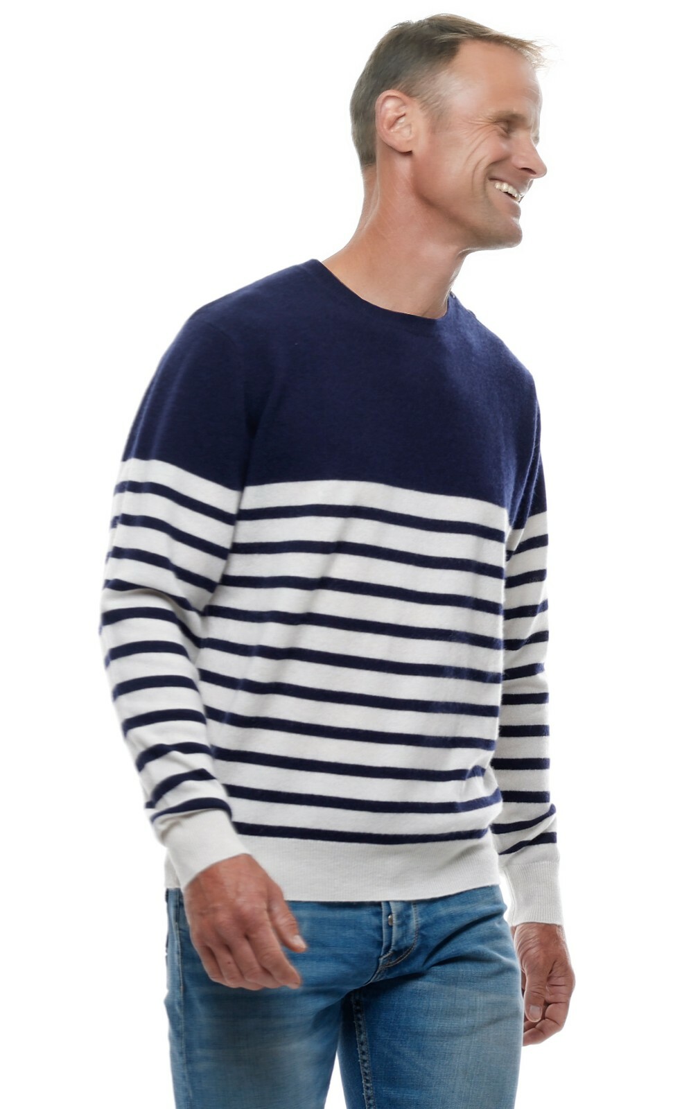 Ugholin Jersey para Hombre 100% Cashmere de Estilo Marinero Cuello Redondo
