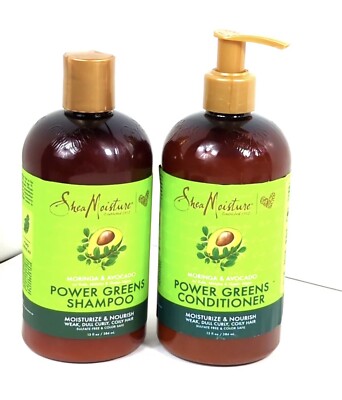 Shea Moisture POWER GREENS Shampoo + Conditioner For Curly Coily Hair Color Safe