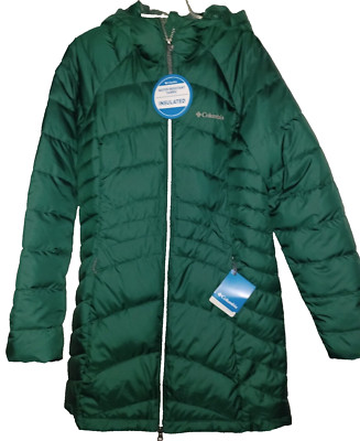   Women's L Columbia Green Karis Gale Long Jacket New NWT Large Winter Coat