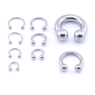 Horseshoe Bar Circular Barbell Lip Nose Septum Ear Ring Various Sizes Available - Image 1 of 4