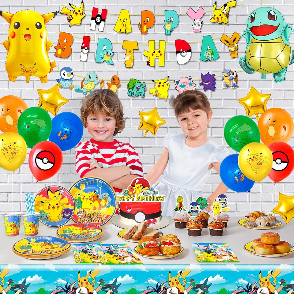 106 Pcs PokeMon Birthday Party Supplies PokeMon Decorations for Kids Balloons - Image 4 of 4