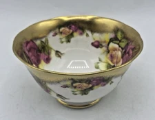 Royal Chelsea Golden Rose Open Sugar Bowl Bone China England Gilded Floral 