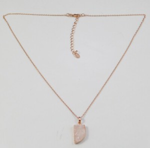 Authentic 925 Sterling Silver MN3964 Rough Rose Quartz Necklace Gemstone Rose Gold Plated