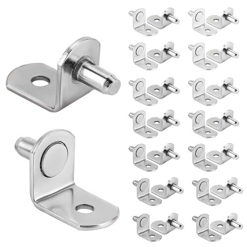 30pcs 0.24 Inch L-Shaped Metal Shelf Pegs with Holes for Cabinet Support