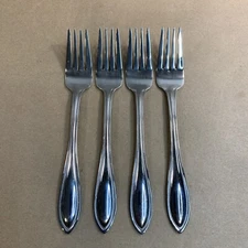 RSVP RXV5 Beaded 18/10 Glossy Stainless Flatware Salad Forks 7.25” - 4pc Set