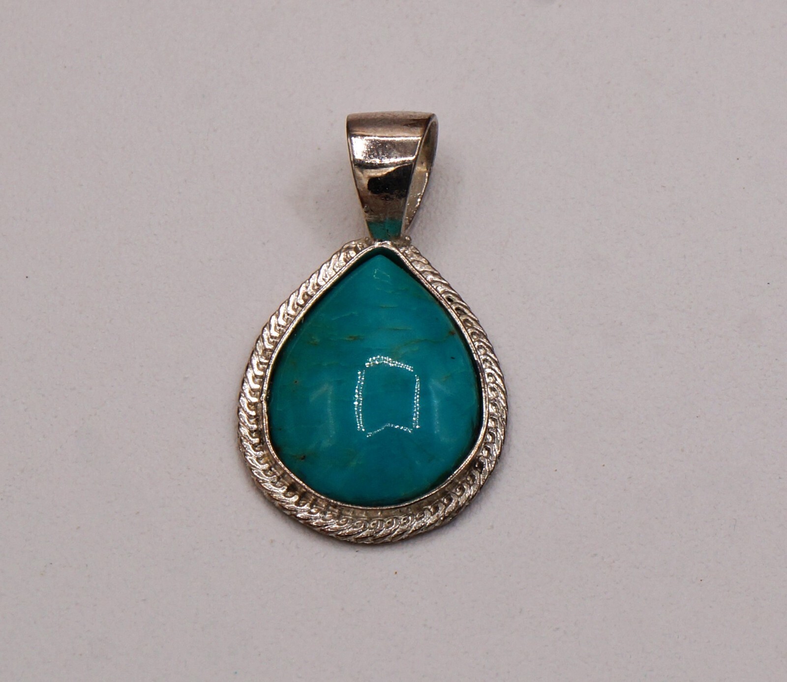 Amazonite or Turquoise Teardrop Silver Pendant On… - image 3