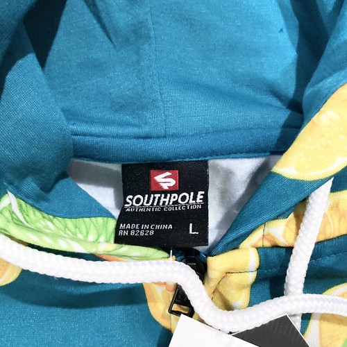 Southpole Sweatshirt Mens Large Blue Hoodie Fullzip Lemons Logo New - Picture 3 of 4