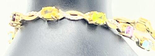 Vintage Disigner FAS Multi Gem 1 Diamond Vermeil 925 Sterling Silver Bracelet - Picture 5 of 10