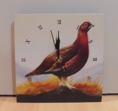 FAMOUS GROUSE SCOTCH WHISKY ADVERTISIGN WOOD PRINTED LATIN NUMBERS WALL CLOCK