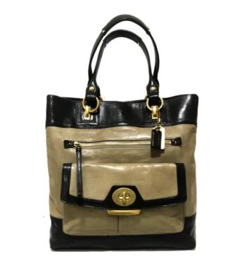 RARE Coach Ltd Ed Penelope XL Spectator Black Taupe Leather 
